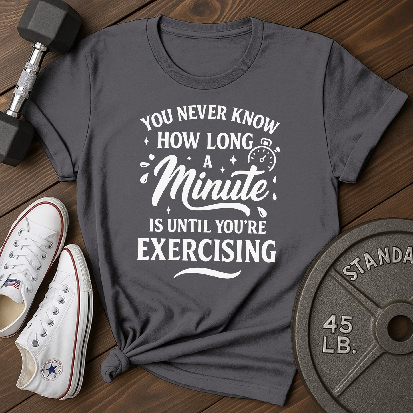 Exercise minute an T-Shirt - charcoal - Exercise Minute AN Charcoal.jpg