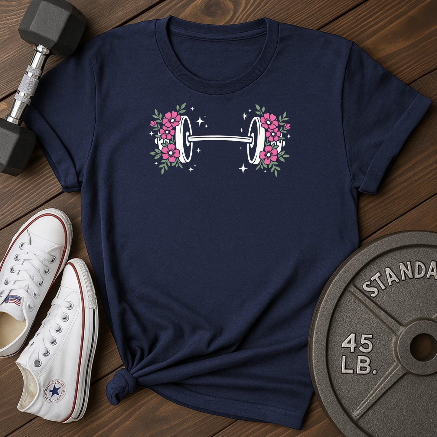 Floral barbell aw T-Shirt - blue - Floral Barbell AW Blue.jpg