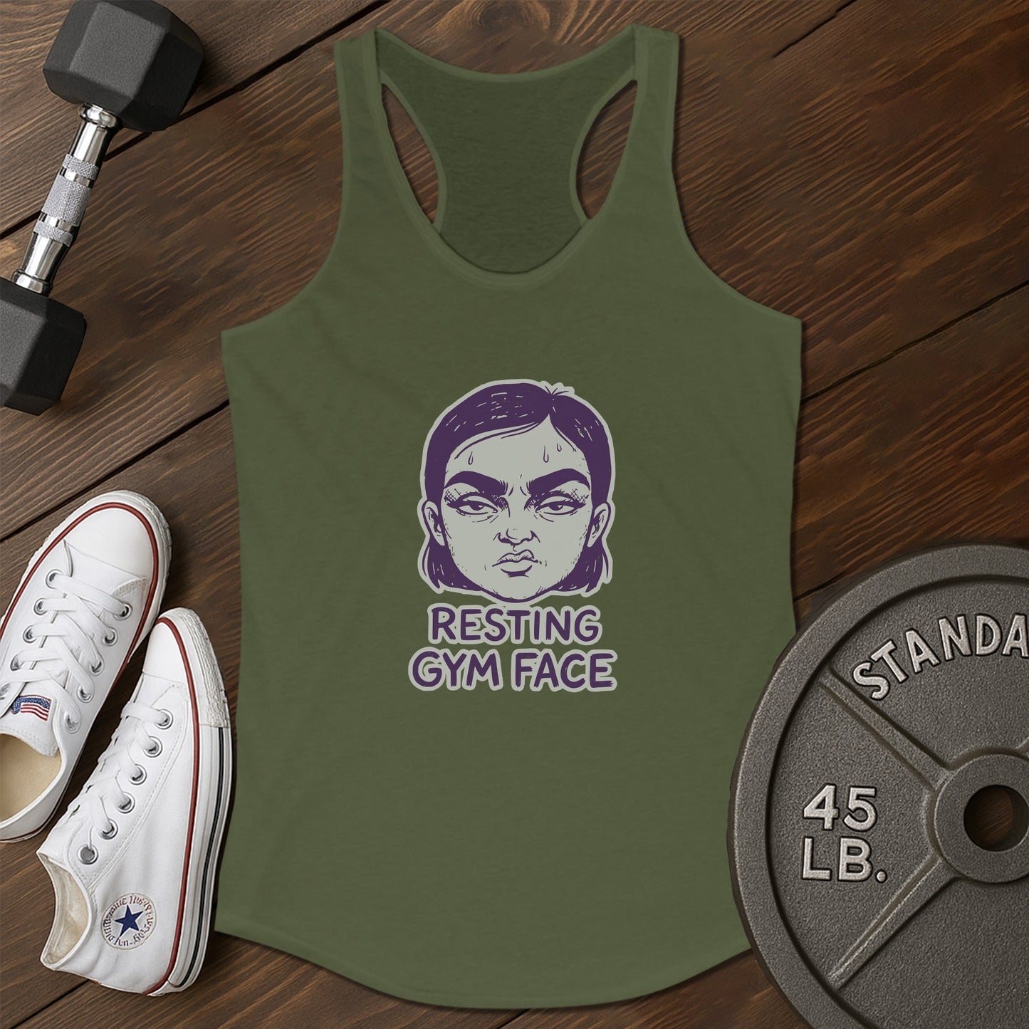 Resting gymface aw Tank - green - Resting Gymface AW tank Green.jpg