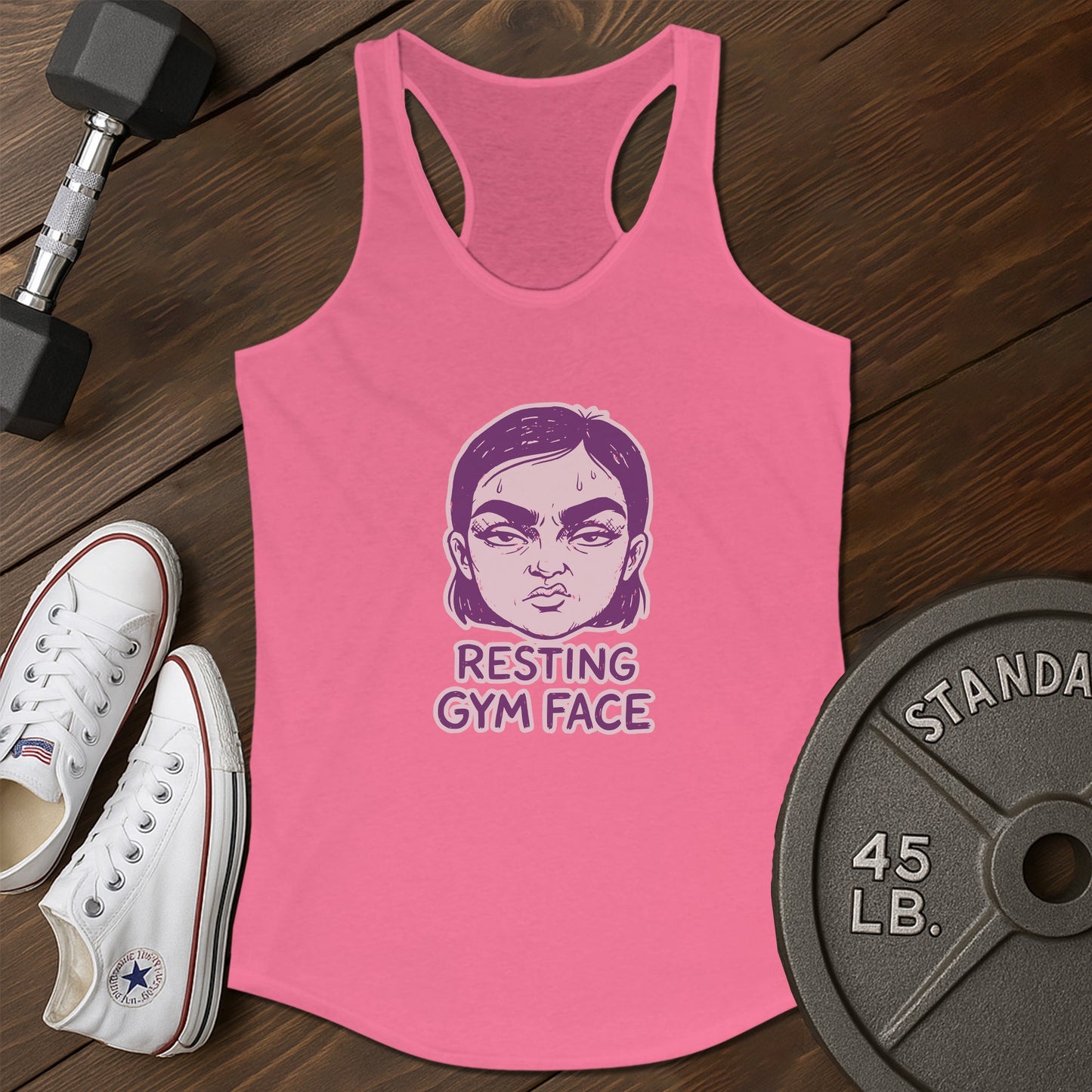 Resting gymface aw Tank - pink - Resting Gymface AW tank Pink.jpg