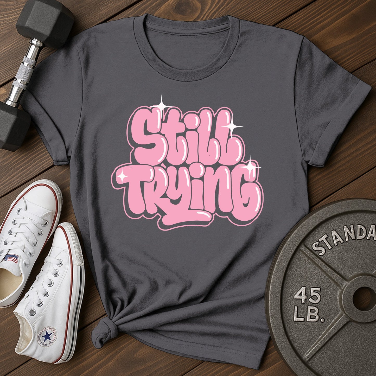 Still trying bb T-Shirt - charcoal - Still Trying BB Charcoal.jpg